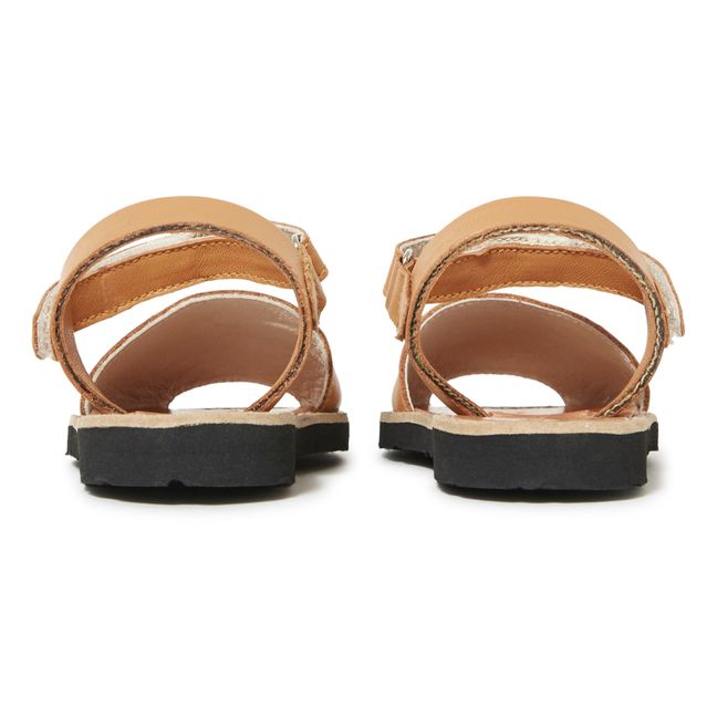 Avarca Velcro Leather Sandals | Camel