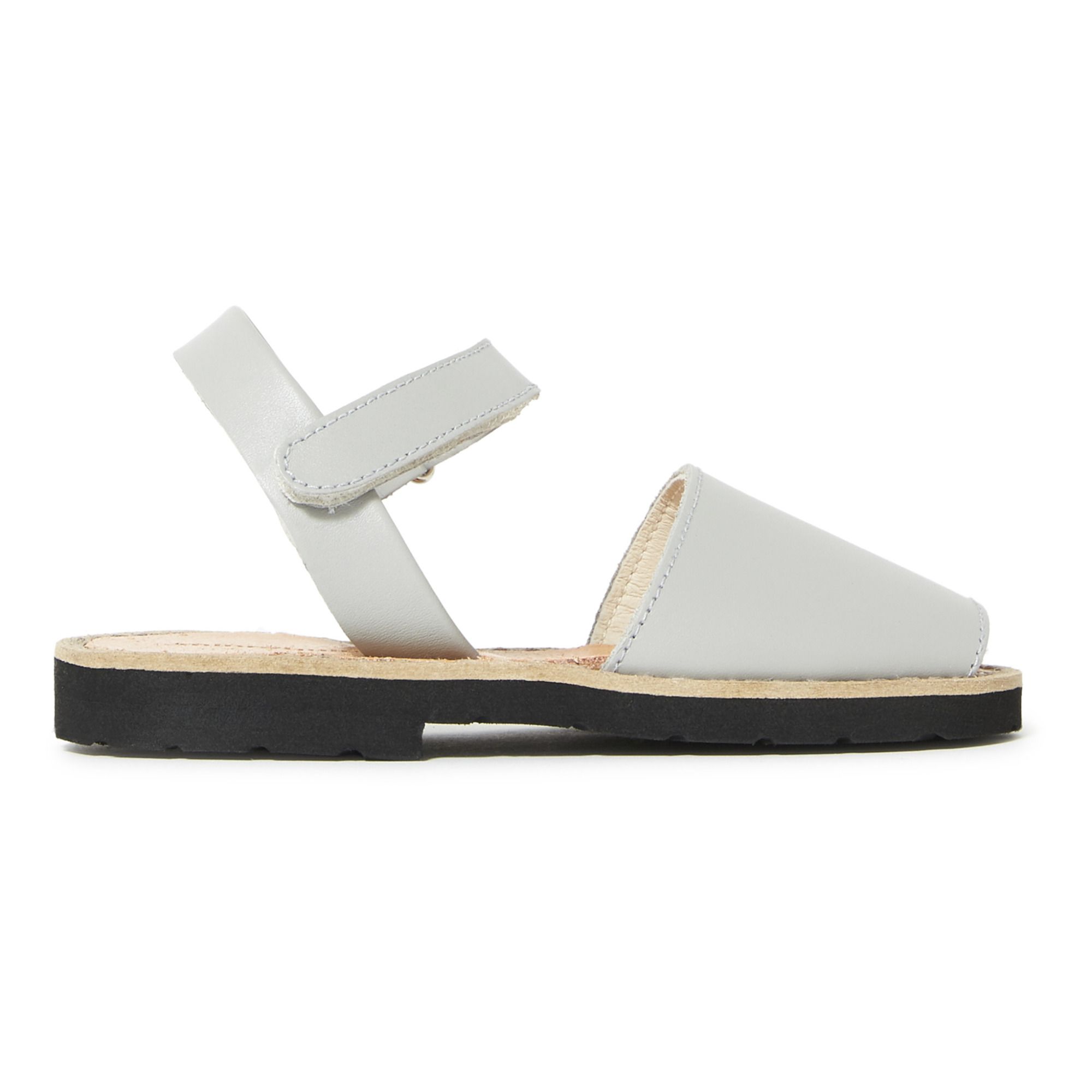 Minorquines - Sandales Avarca Velcro Cuir - Fille - Gris