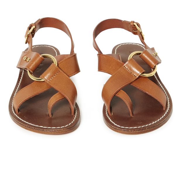 sandales plates marron femme