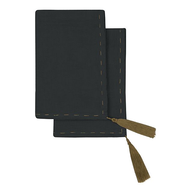 Serviette de table en double gaze de coton bio - Set de 2 | Dark Grey S021