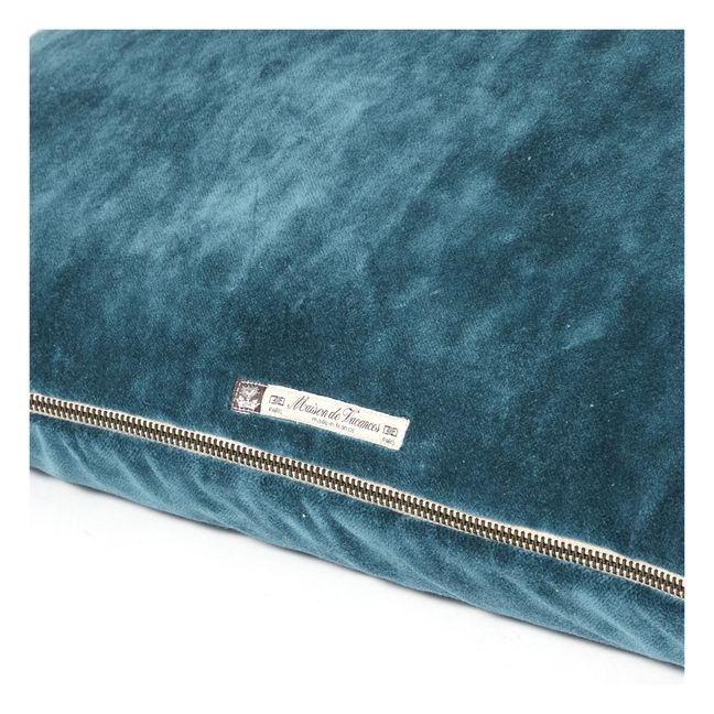 Kissen Vice Versa in Vintage-Samt | Stahlblau