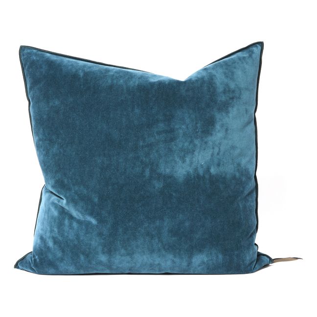 Kissen Vice Versa in Vintage-Samt | Stahlblau