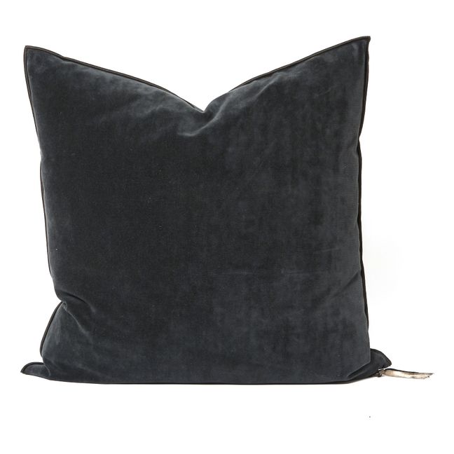 Kissen Vice Versa in Vintage-Samt | Kohle