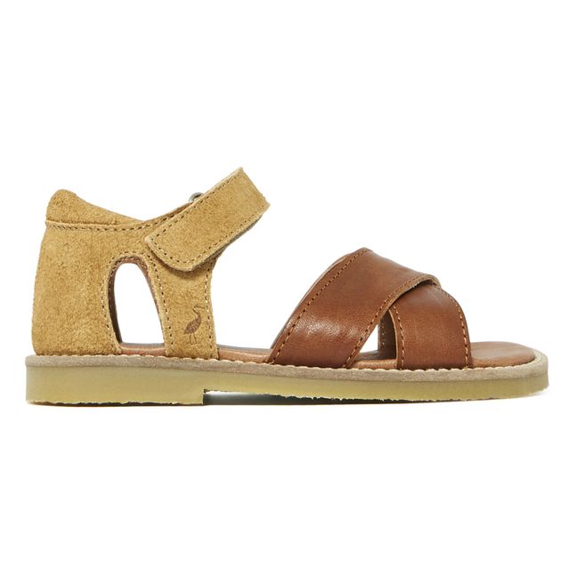 Criss-cross strappy sandals Camel