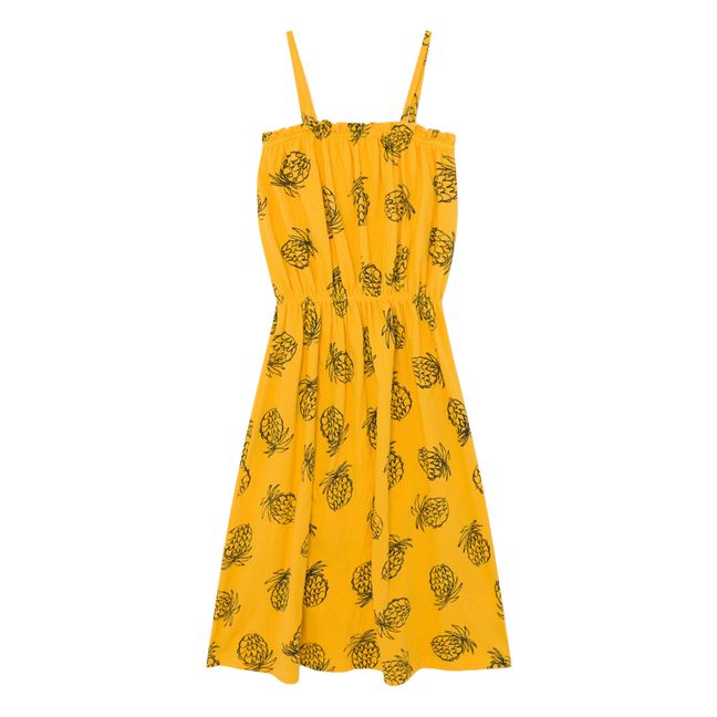 Organic Cotton Pineapple Maxi Dress | Yellow