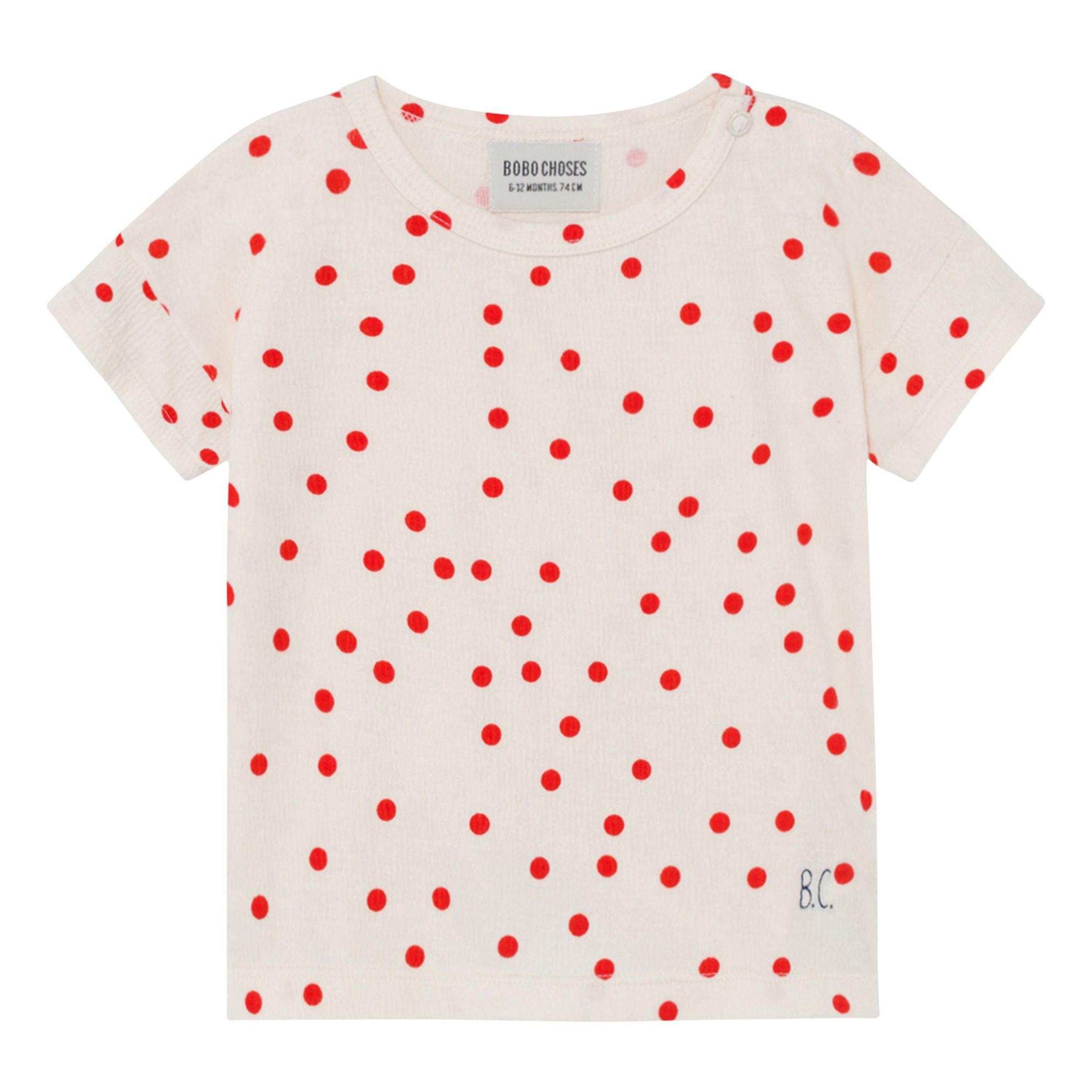 Bobo Choses - T-Shirt Gaufré Pois Coton Bio - Fille - Blanc