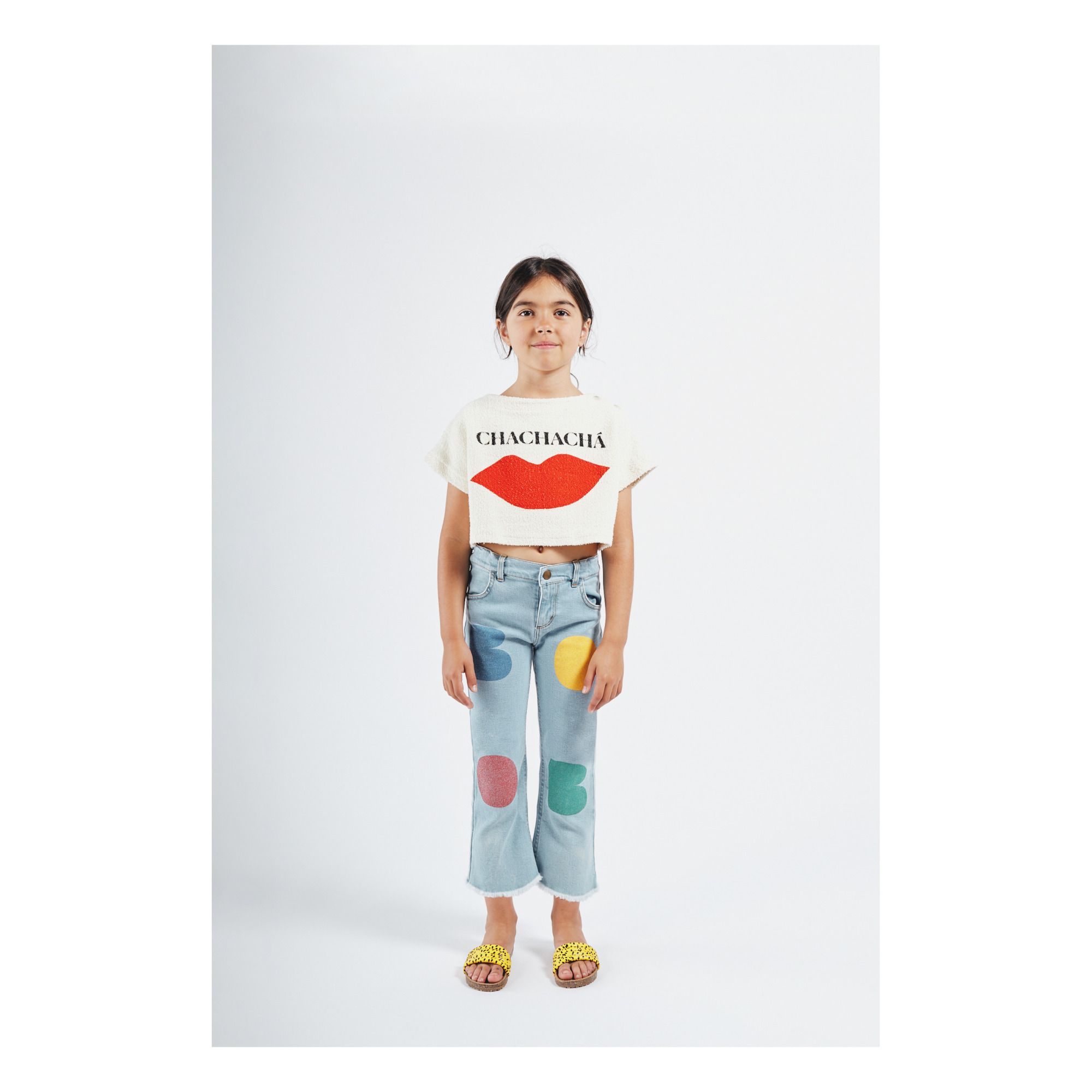 Camiseta Cropped Chachacha Algodón Bio Blanco Bobo Choses Moda Infantil