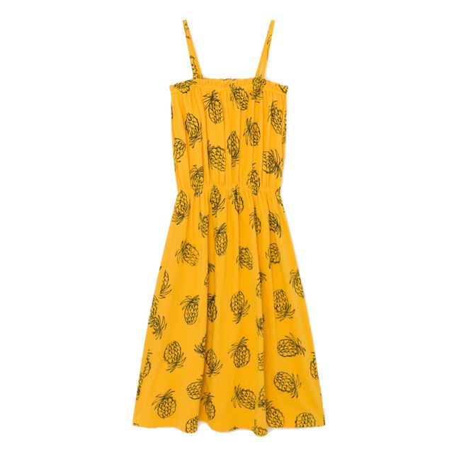 Organic Cotton Pineapple Maxi Dress Yellow