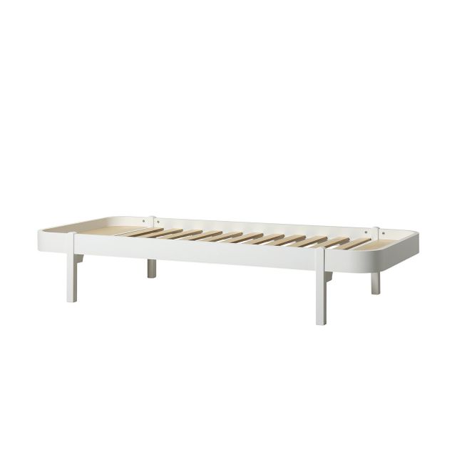 Wood Lounger Bed in Oak 90x200 cm | White