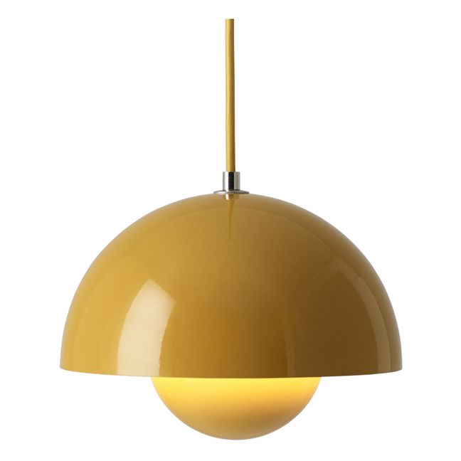 Lampadario Flowerpot VP1, Verner Panton, 1969 | Giallo senape