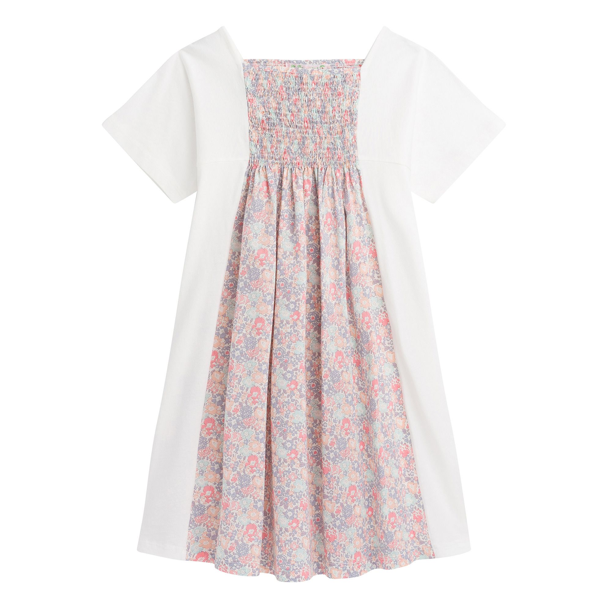 Bonpoint - Robe Bi-matières Liberty - Fille - Ecru