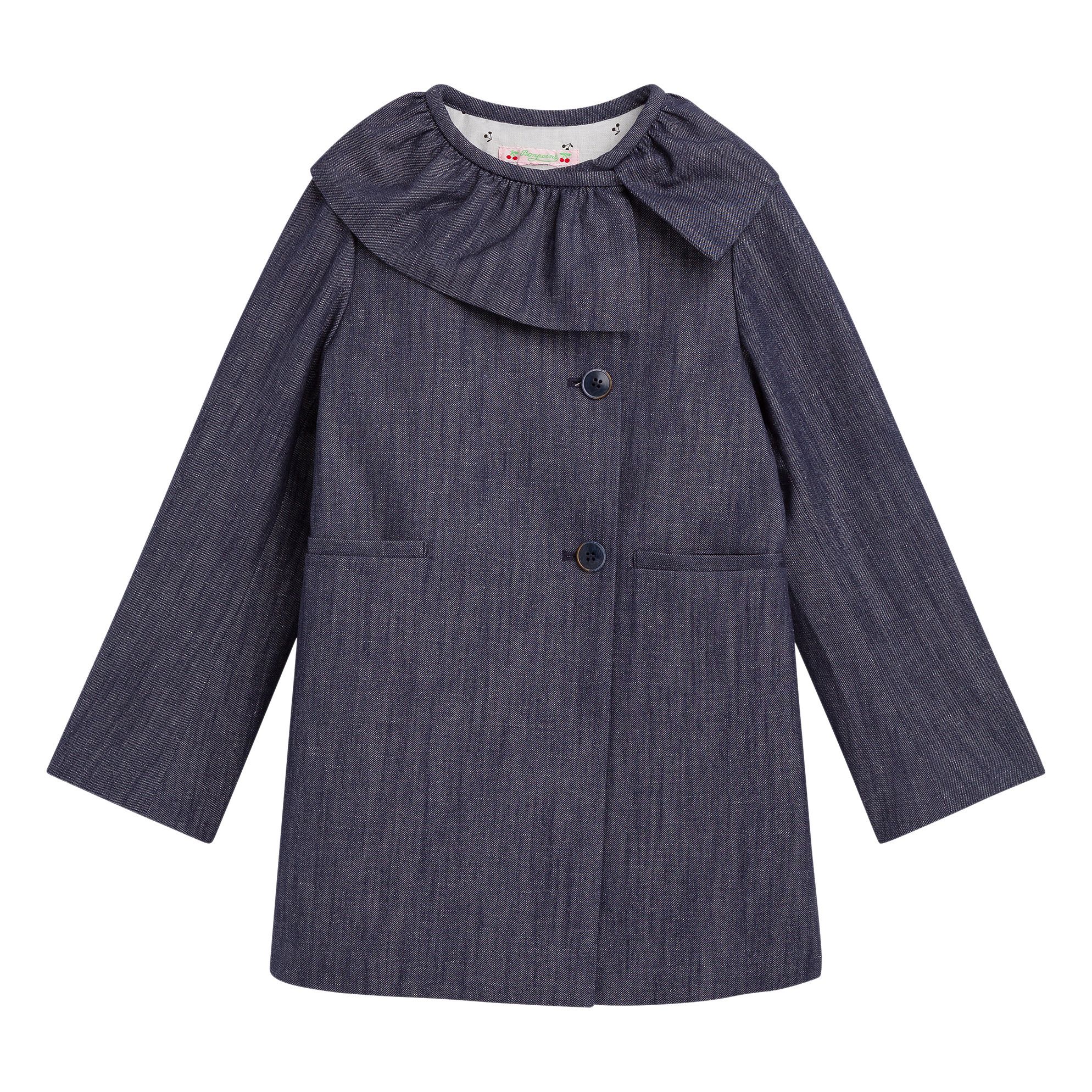 Abrigo de algodón y lino Azul Marino Bonpoint Moda Infantil