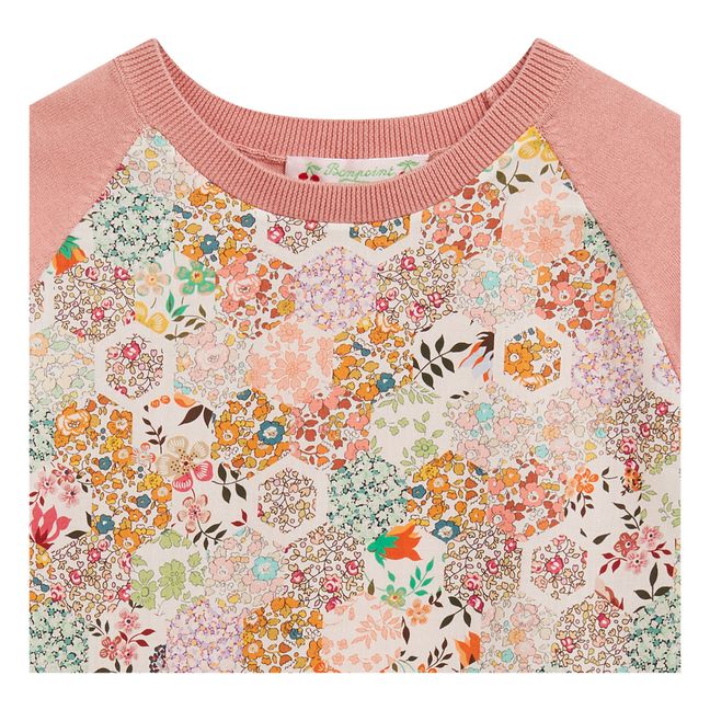 Hawaï Flower Embroidered Jumper Peach Simple Kids Fashion Teen