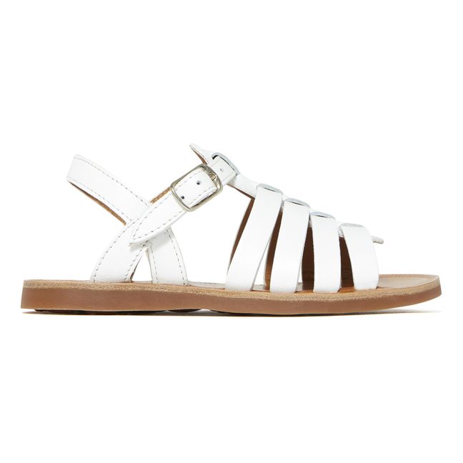 Plagette Strap Sandals | White