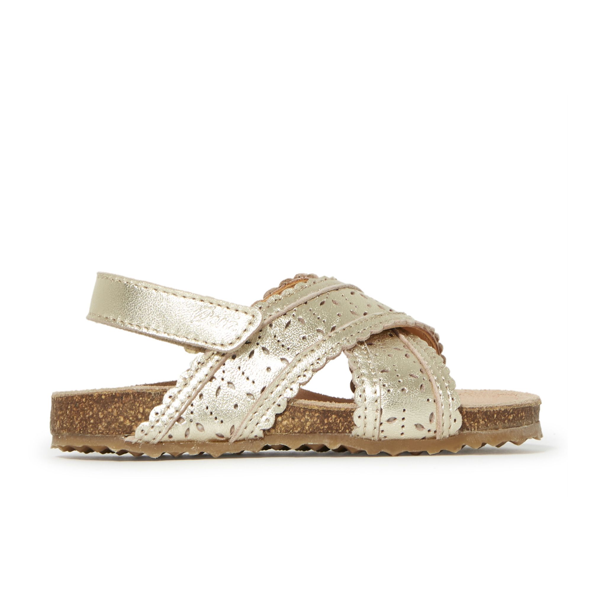 Ocra - Sandales Croisées Perforées - Fille - Doré