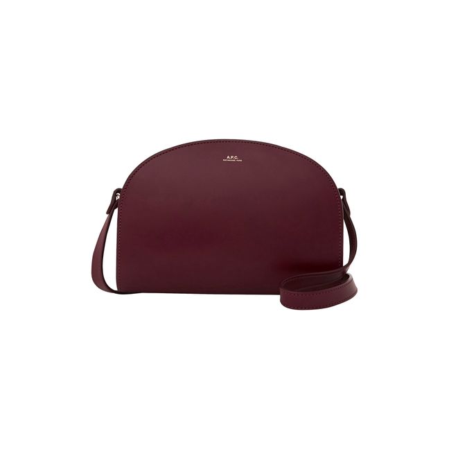 Bolsa Media Luna Cuero Liso | Lie de vin