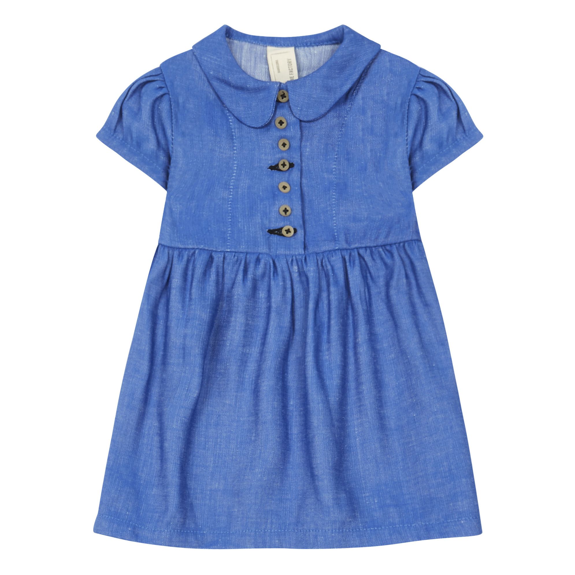 Little Creative Factory - Robe Denim Souple Col Claudine - Fille - Bleu