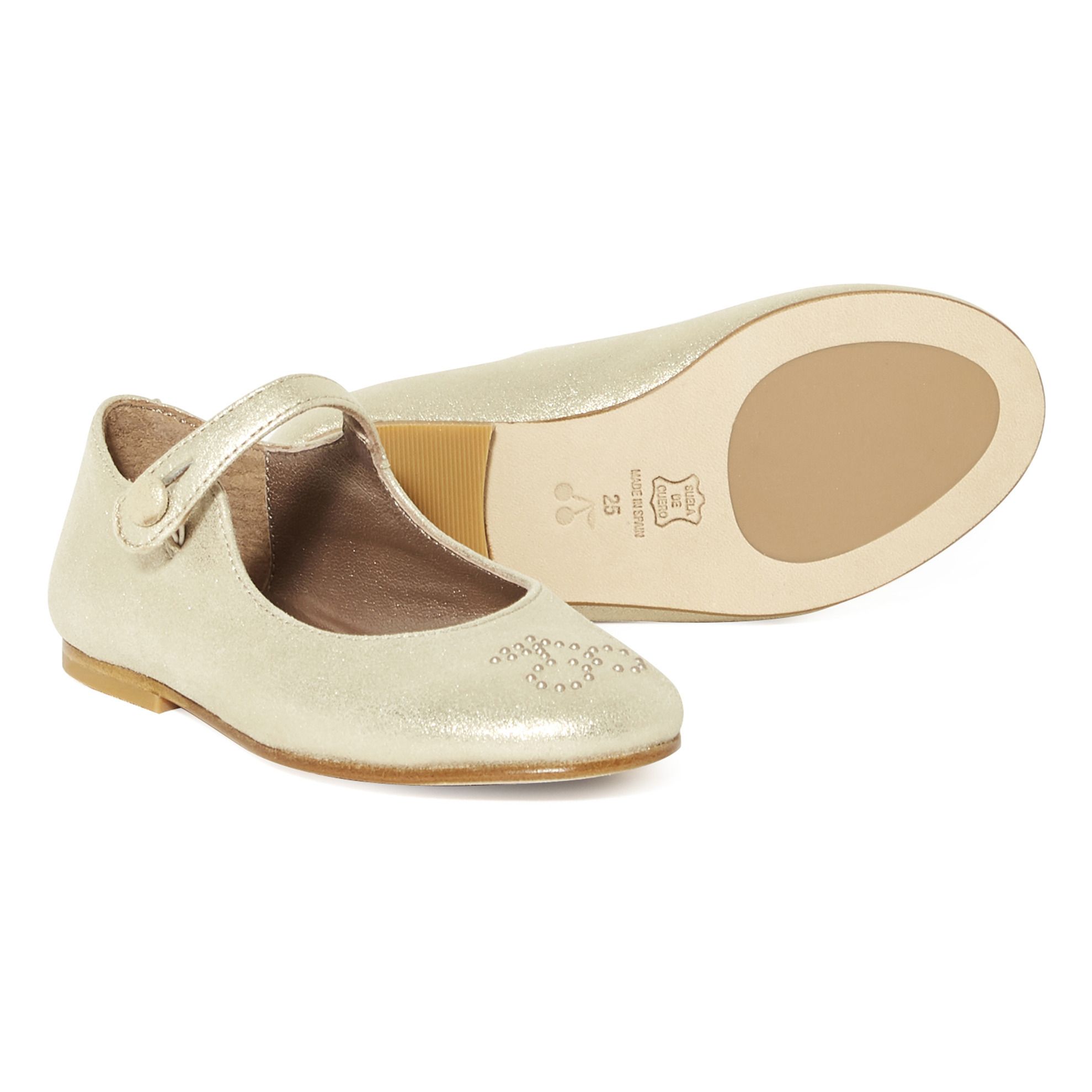 Ella Studded Cherry Ballerina Flats Gold Bonpoint Shoes Children