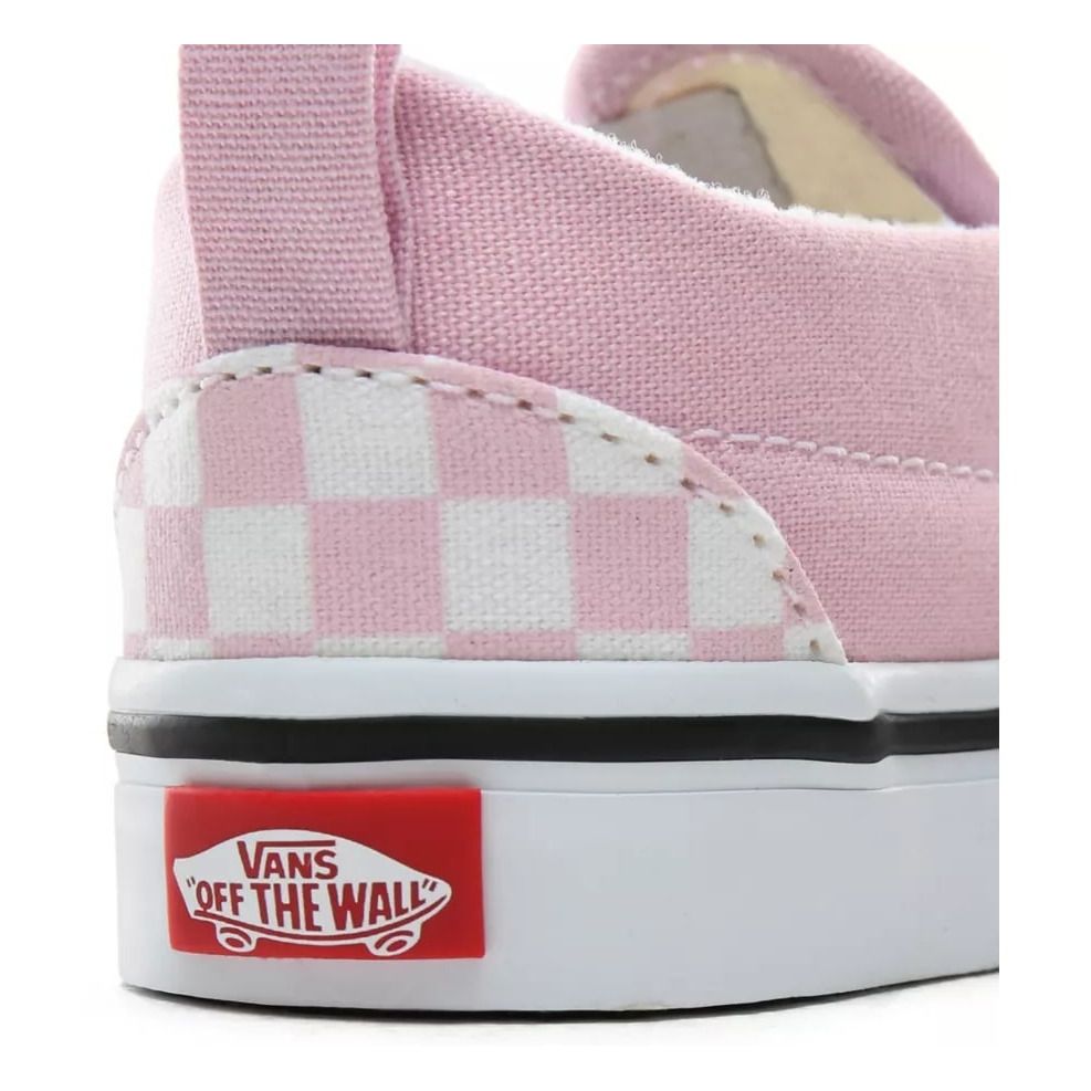 pink checkered vans slip on