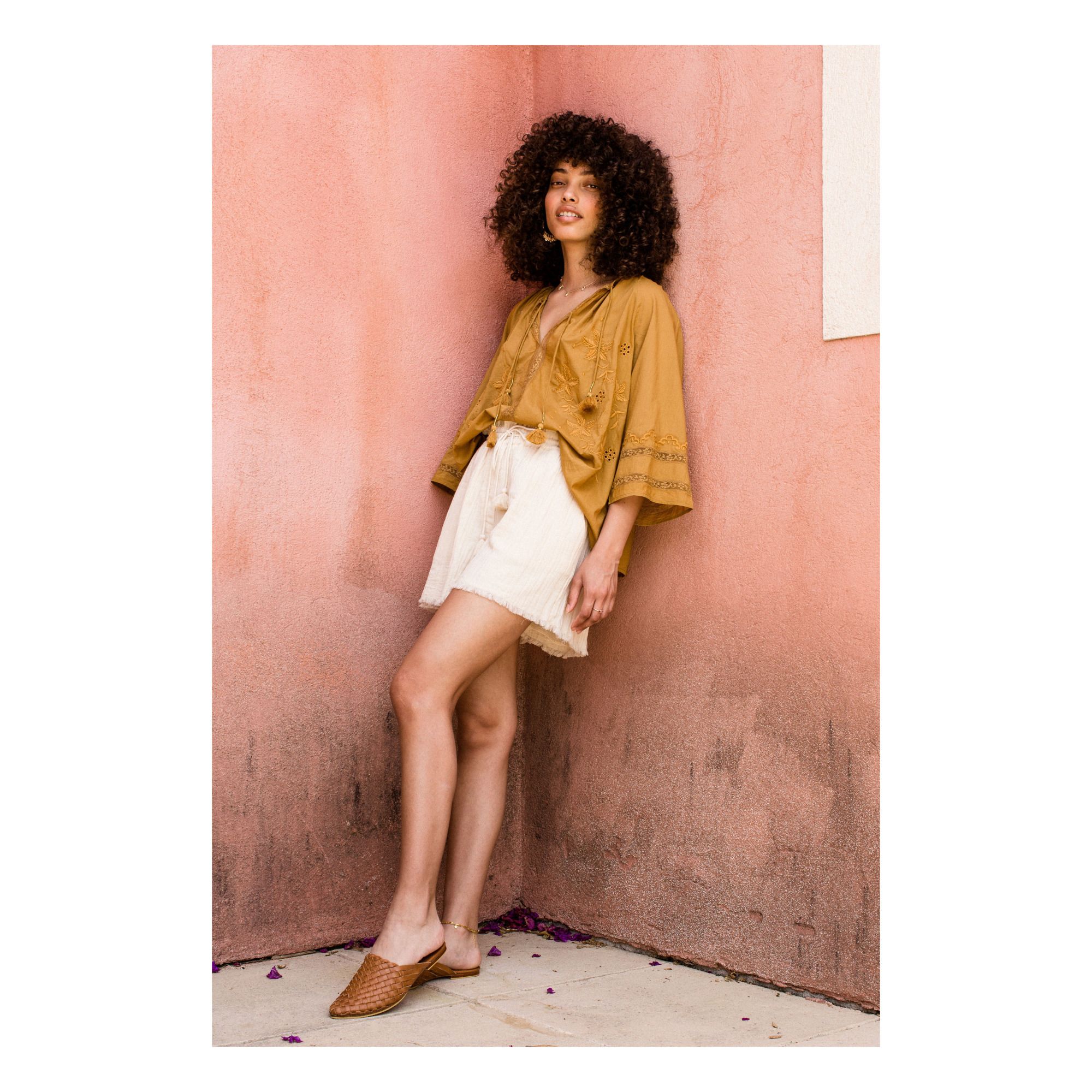 Amba Organic Cotton Shorts Women's Collection Ecru Louise Misha