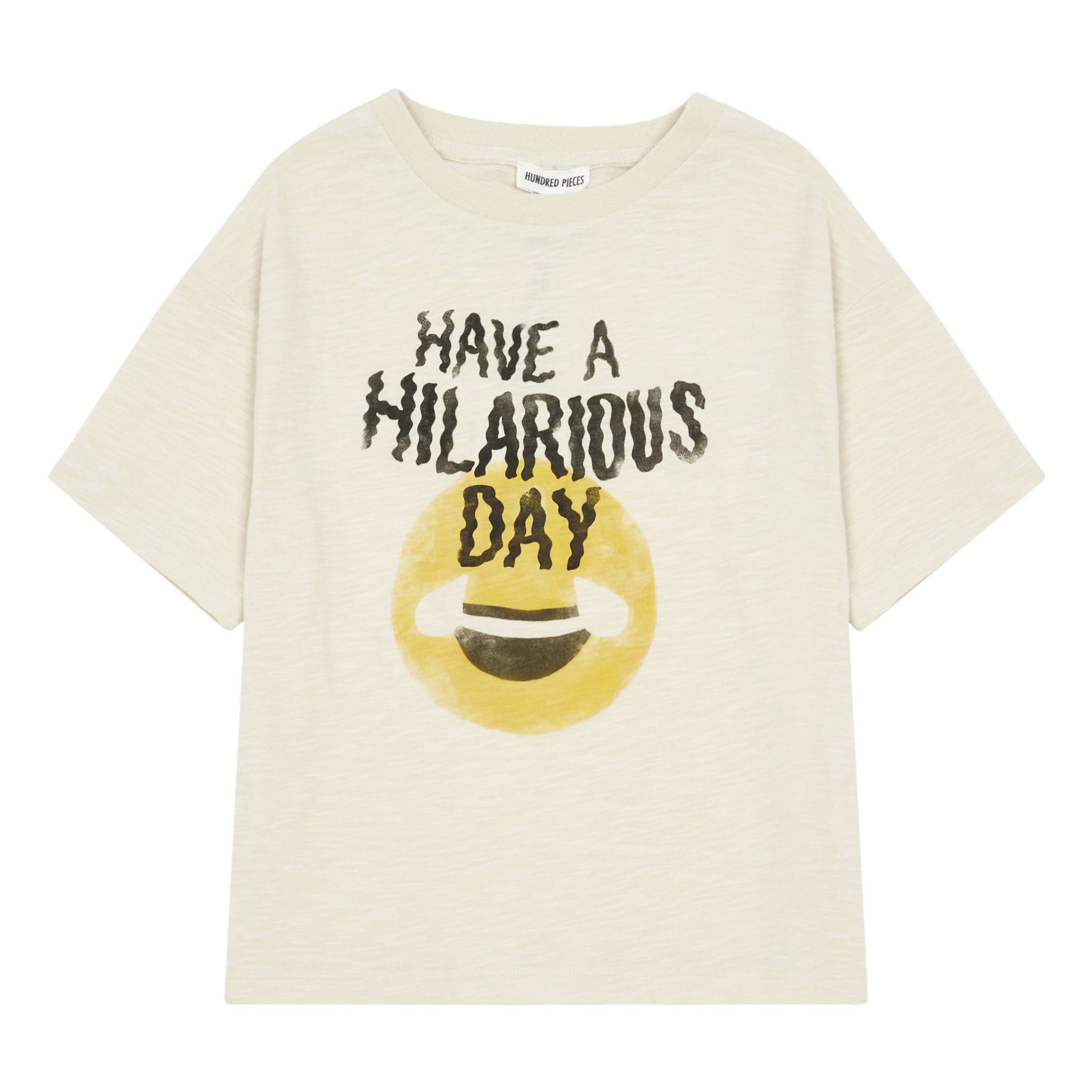 Hundred Pieces - T-Shirt Coton Organic Hilarious Day - Garçon - Mastic