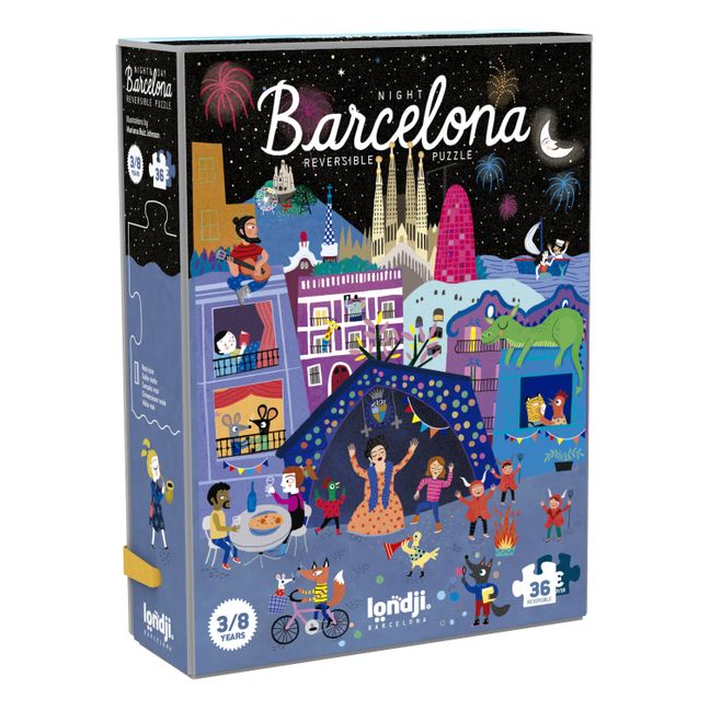 Doppelseitiges Puzzle Tag und Nacht Barcelona