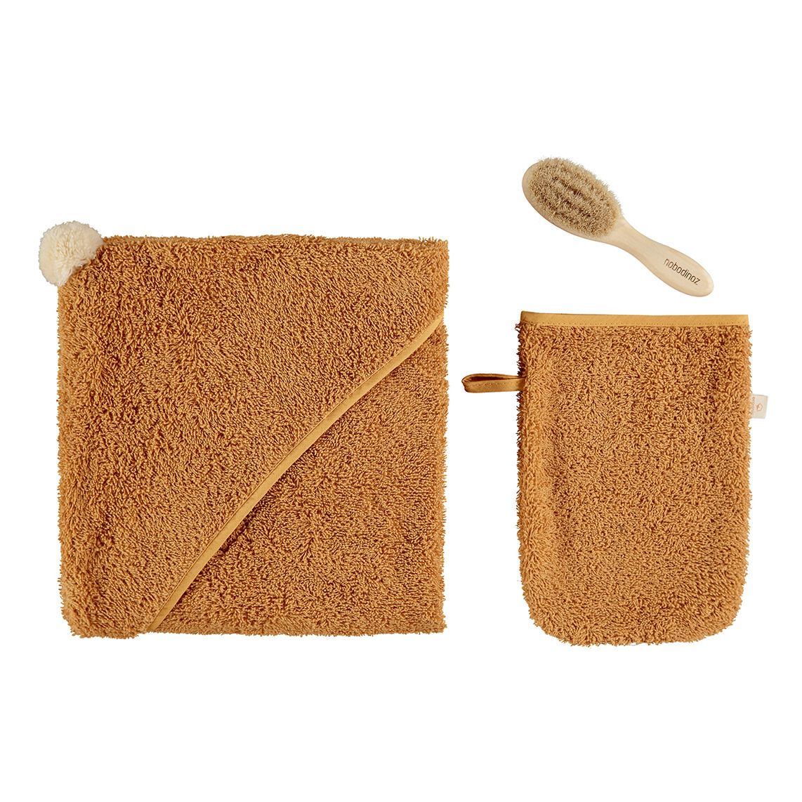 Accessoires de bain So Cute en coton bio - Set de 3 | Caramel