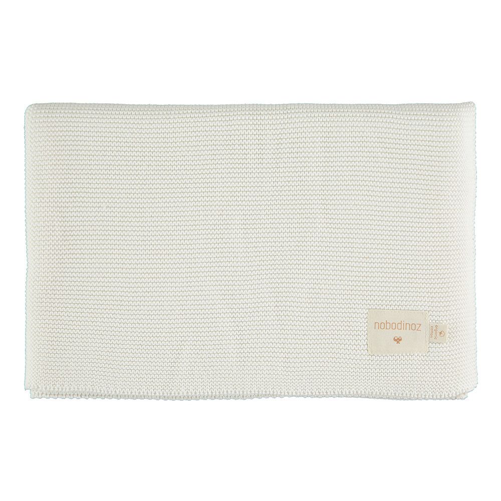 Nobodinoz - Couverture tricotée So Natural en coton bio - Lait