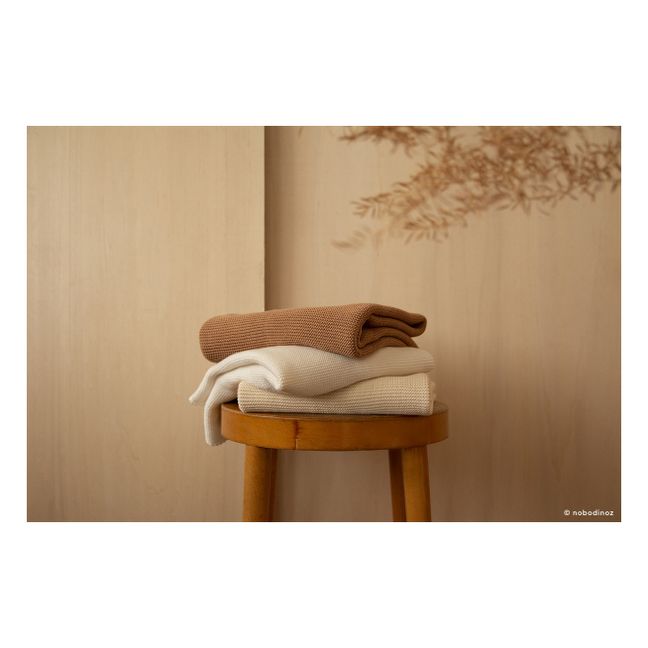 So Natural knitted blanket in organic cotton Camel