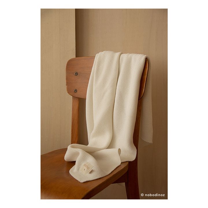 Couverture tricotée So Natural en coton bio Lait- Image produit n°5