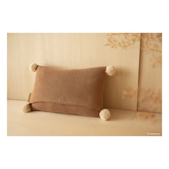 So Natural organic cotton knitted cushion Camel