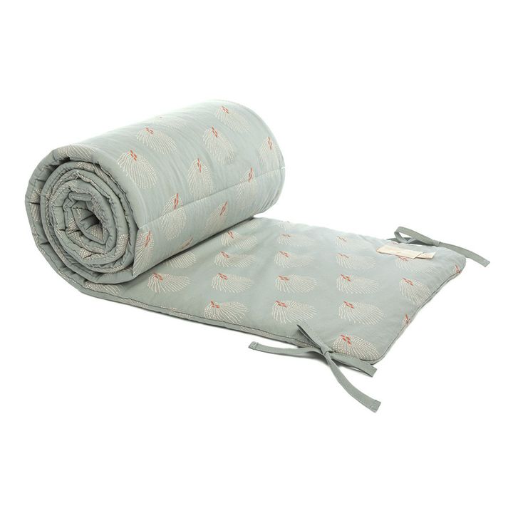 Protector de cama de algodón orgánico Nest Gatsby | Verde agua- Imagen del producto n°0