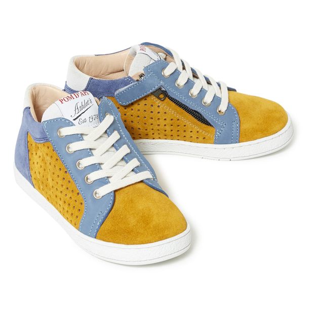 Baskets Mousse Zip Clay Jaune moutarde Pom d'Api Chaussure Bébé