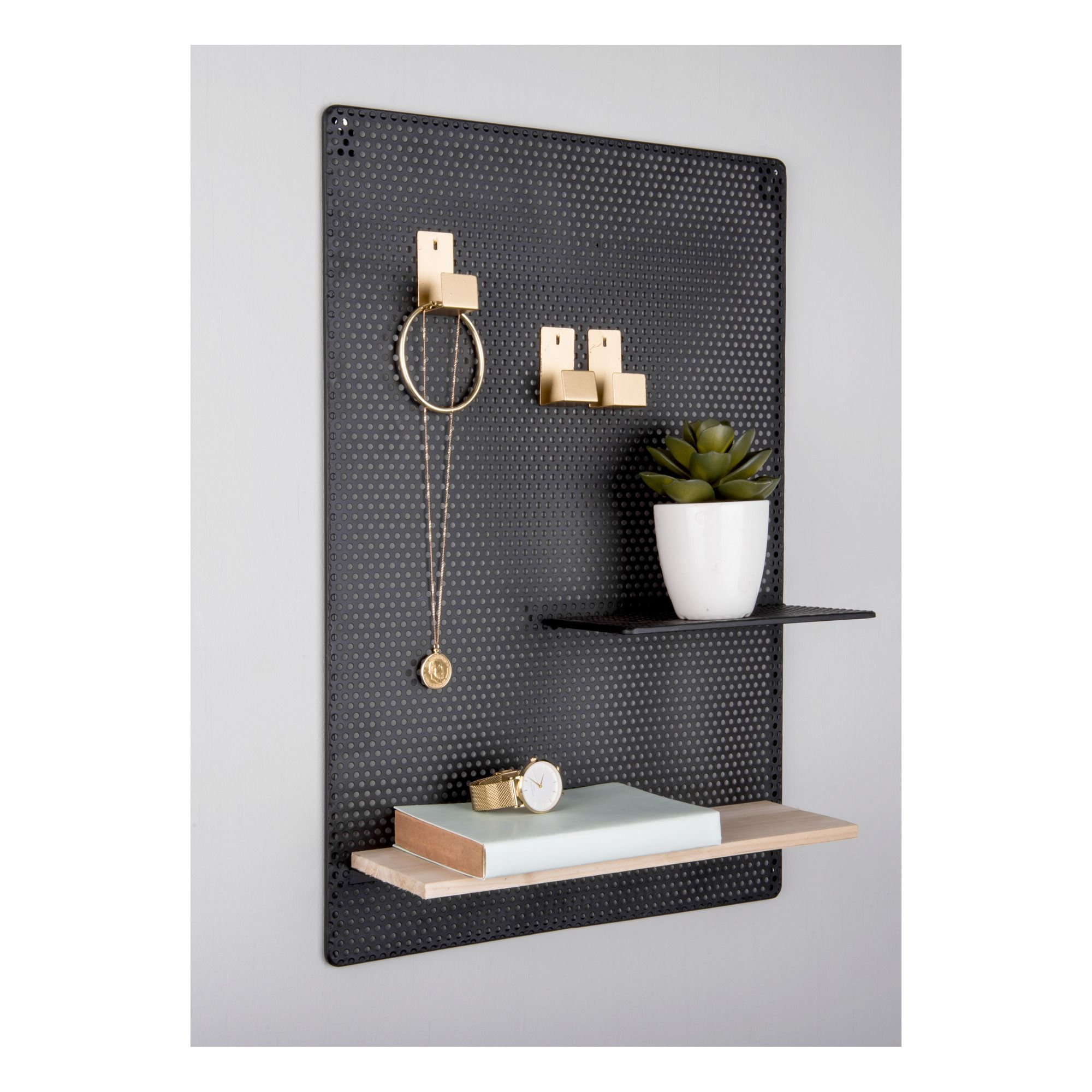 Perforated Metal Memo Board Black Present Time Design Adult