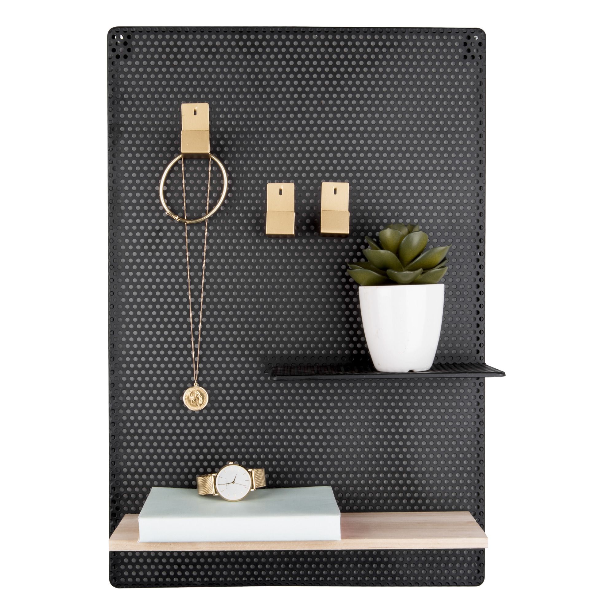 Perforated Metal Memo Board Black Present Time Design Adult