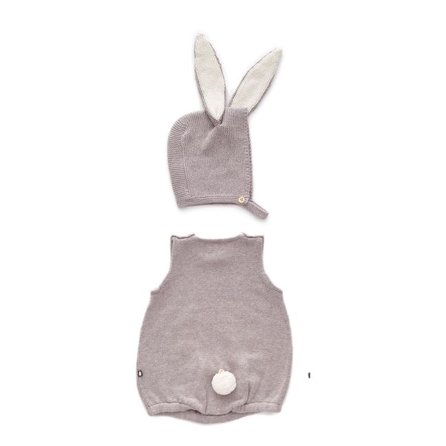 Rabbit organic pima cotton romper + hat set | Grey