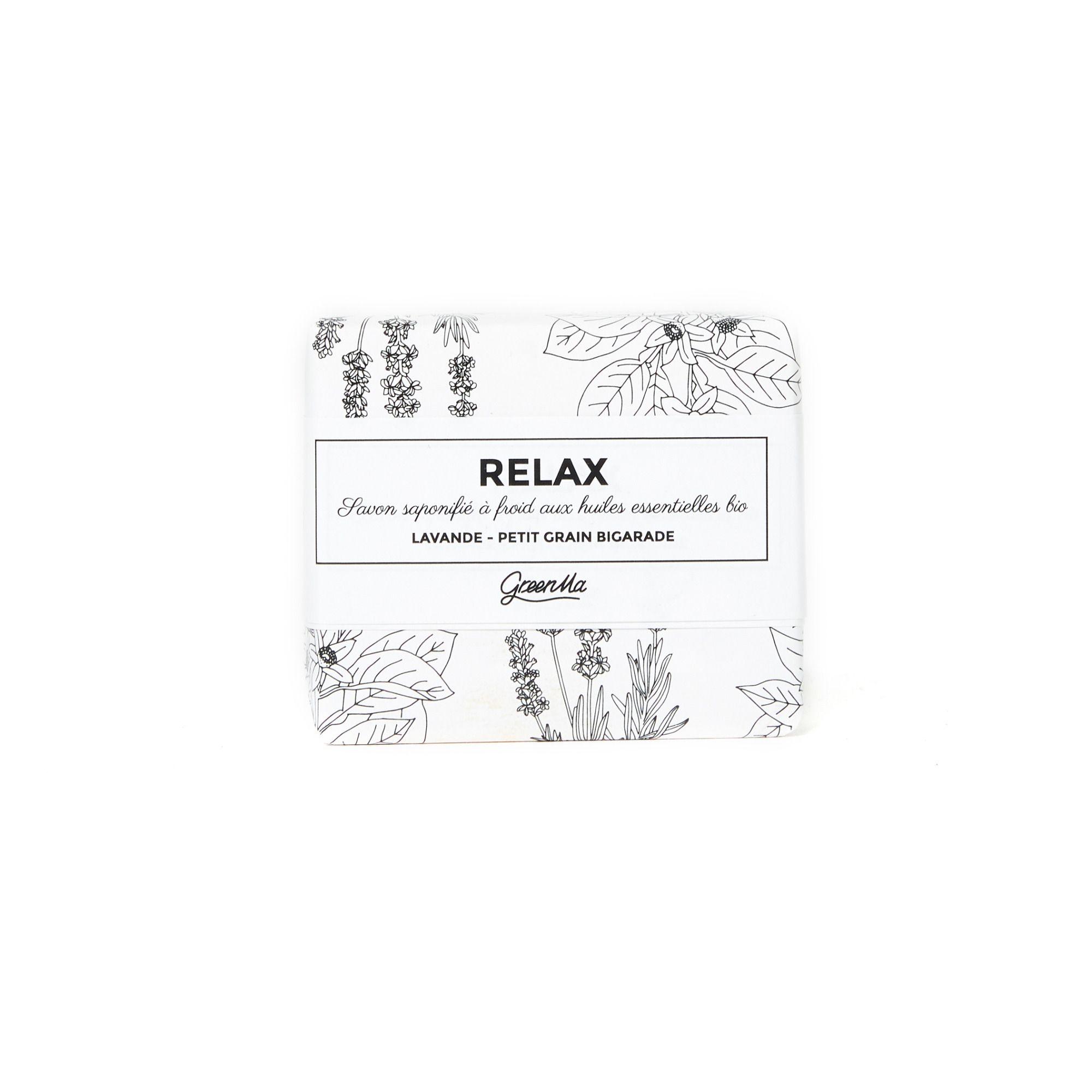 GreenMa - Savon Relax aux huiles essentielles de lavandin - 100 g - Blanc