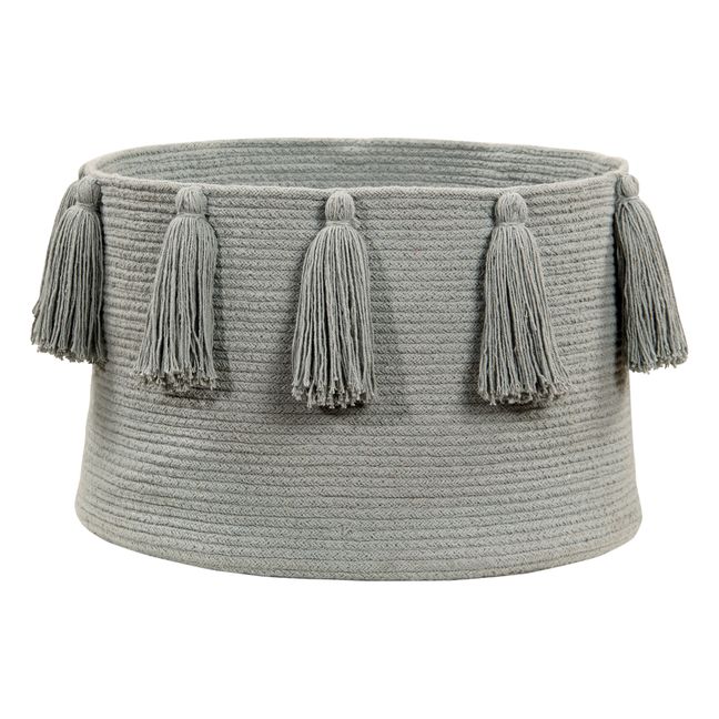 Cesta de almacenamiento con pompones | Gris Claro