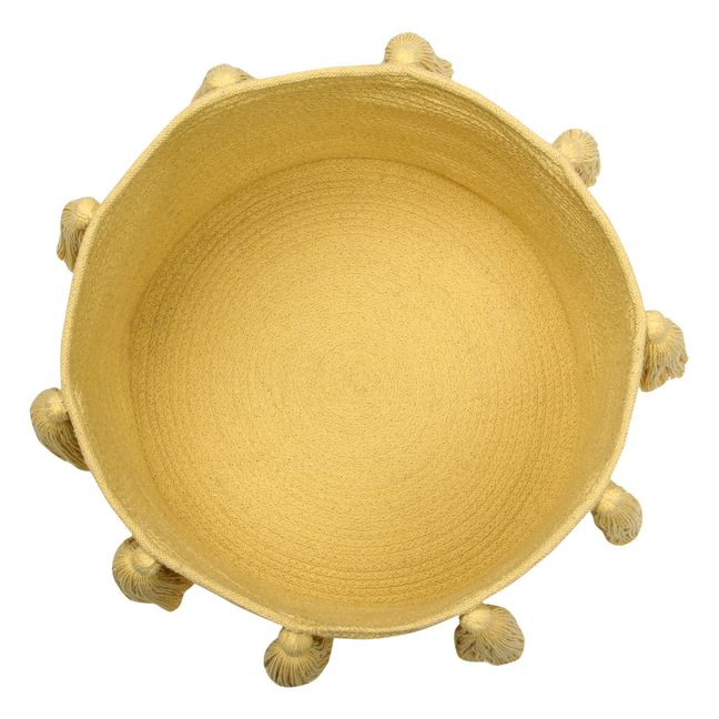 Cesto con pompon | Giallo chiaro