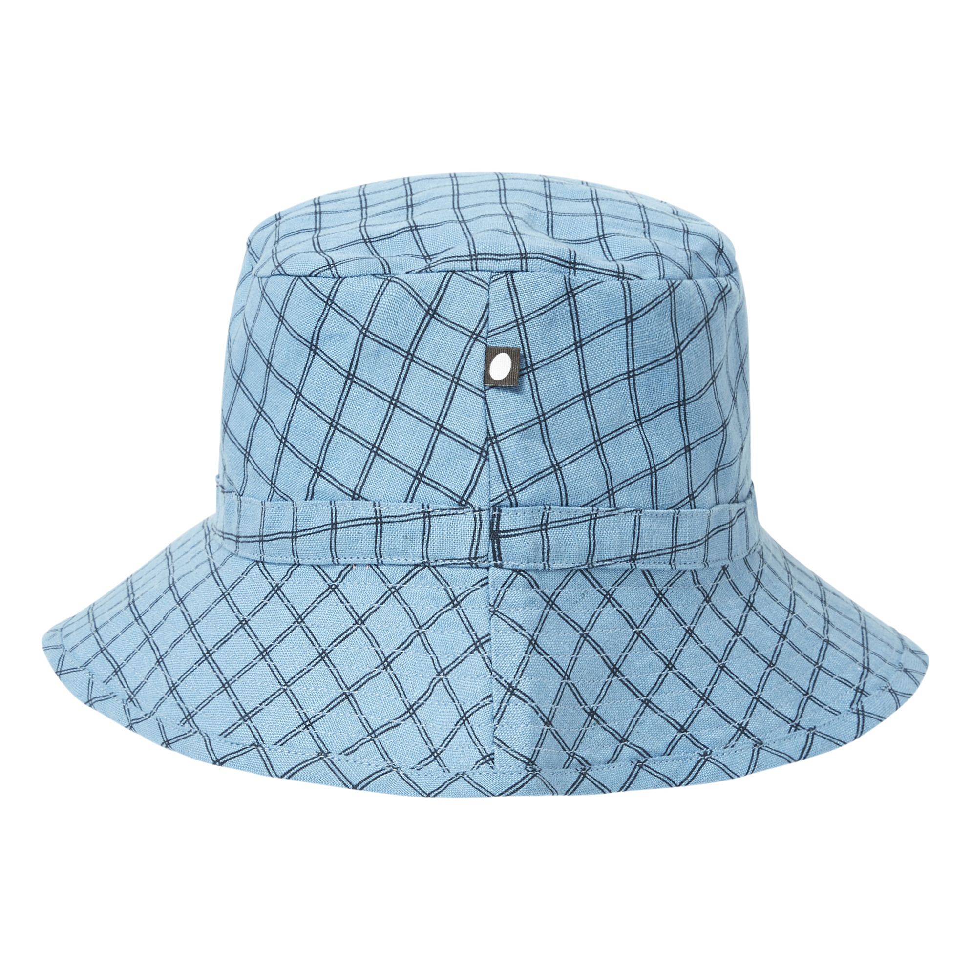 Checkered linen bucket hat Blue Oeuf NYC Fashion Children