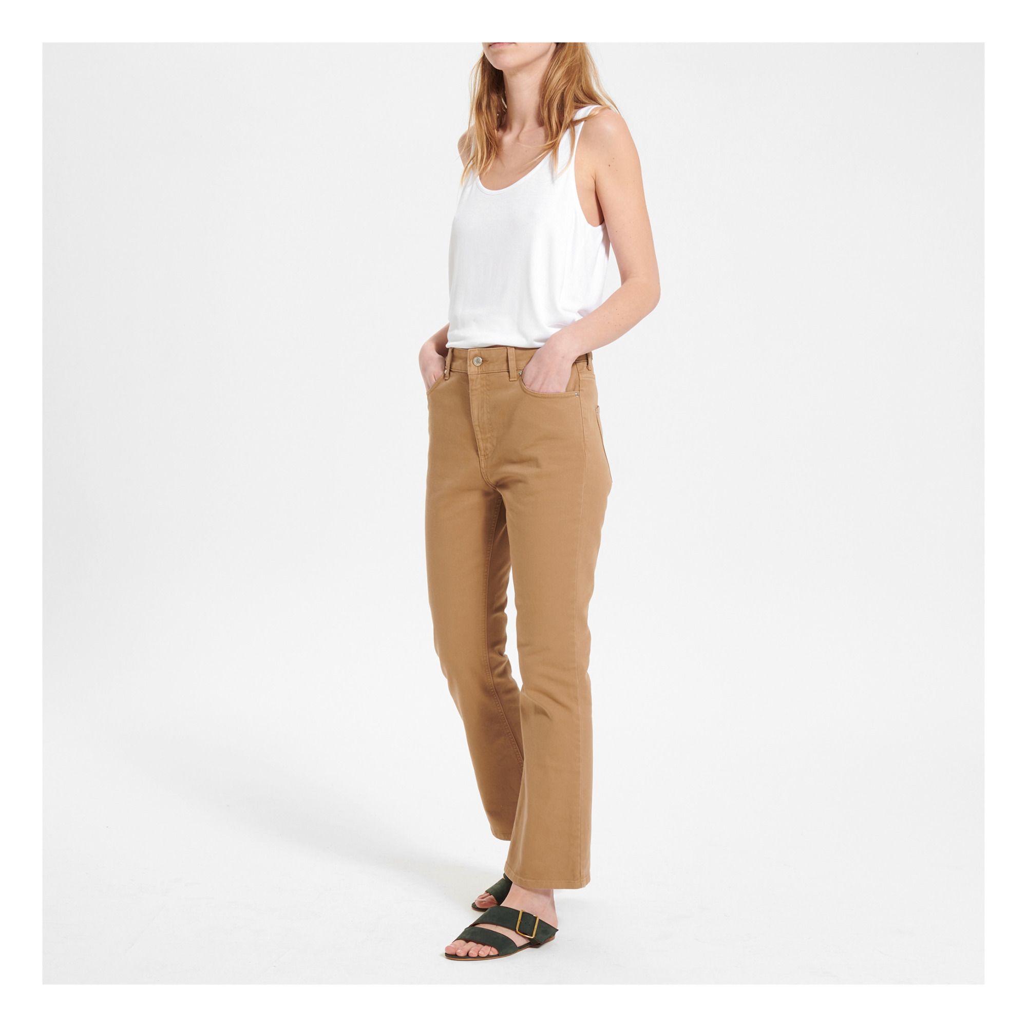 beige flare pants