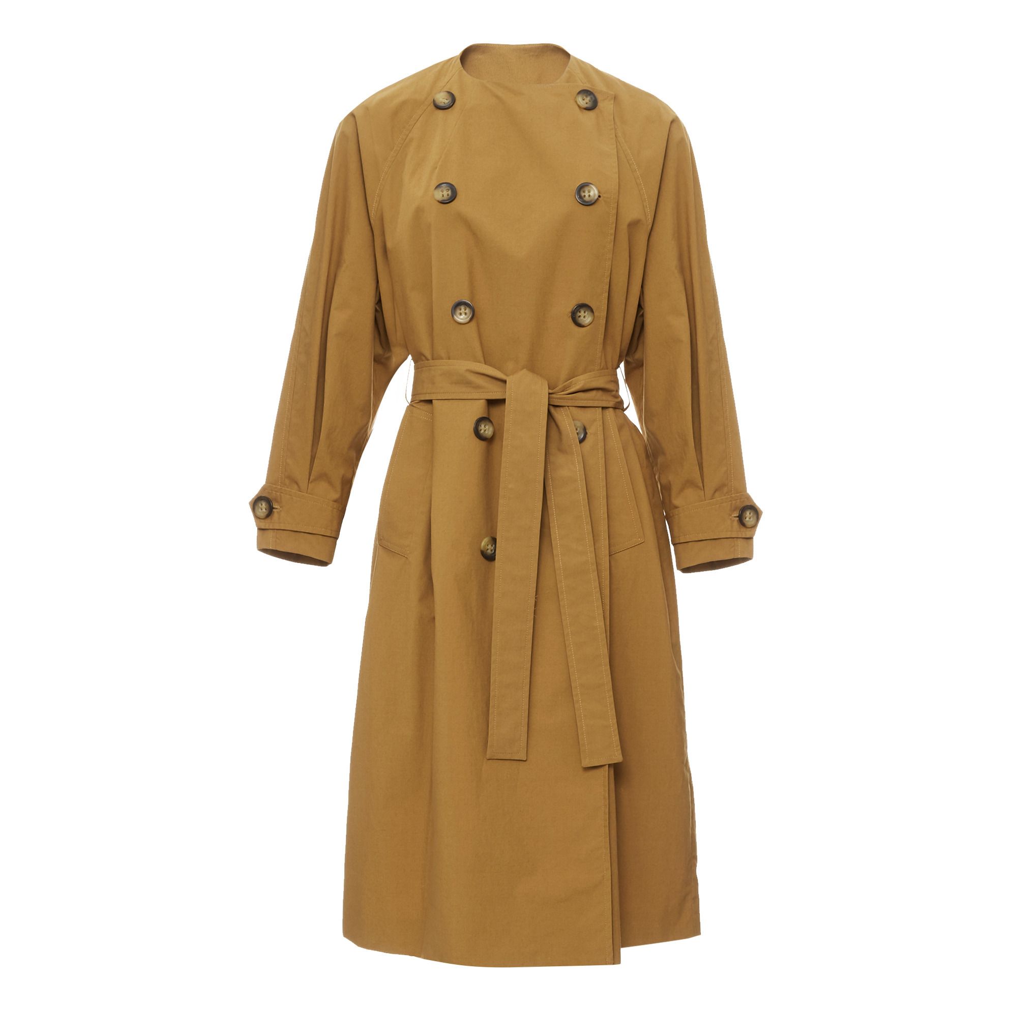Trench Coat Camel Chloé Stora Fashion Adult 100% LINEN TRENCH COAT WITH BELT