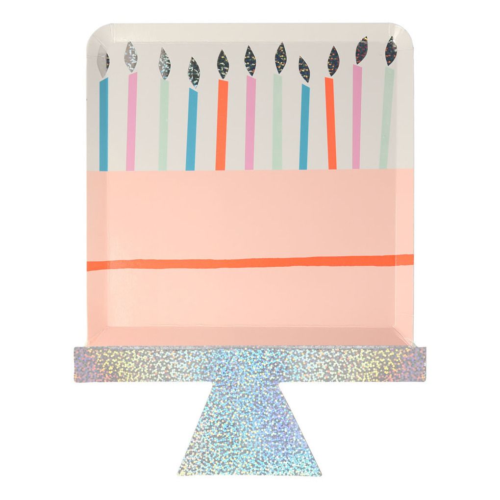Meri Meri - Assiettes en carton Gâteau d'Anniversaire - Set de 8 - Multicolore