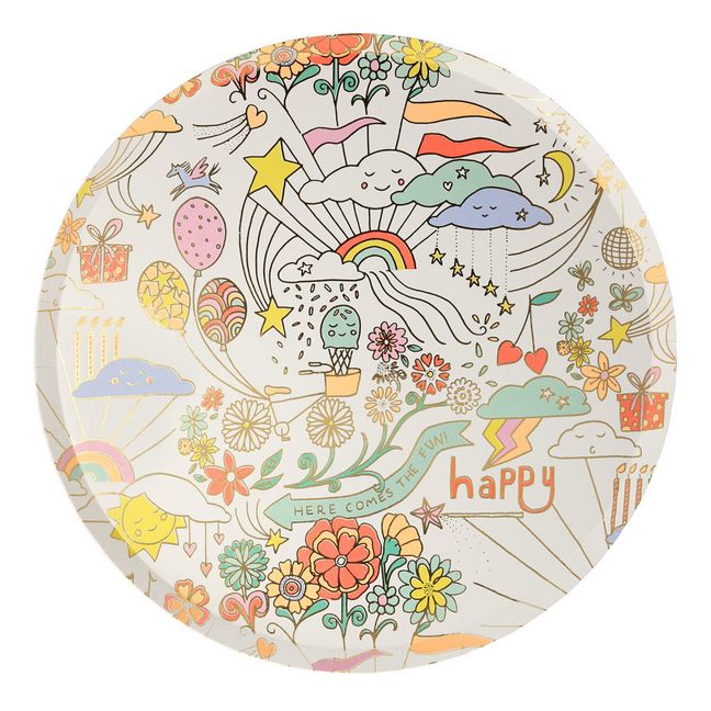 Assiettes en carton Happy Doodle - Set de 8