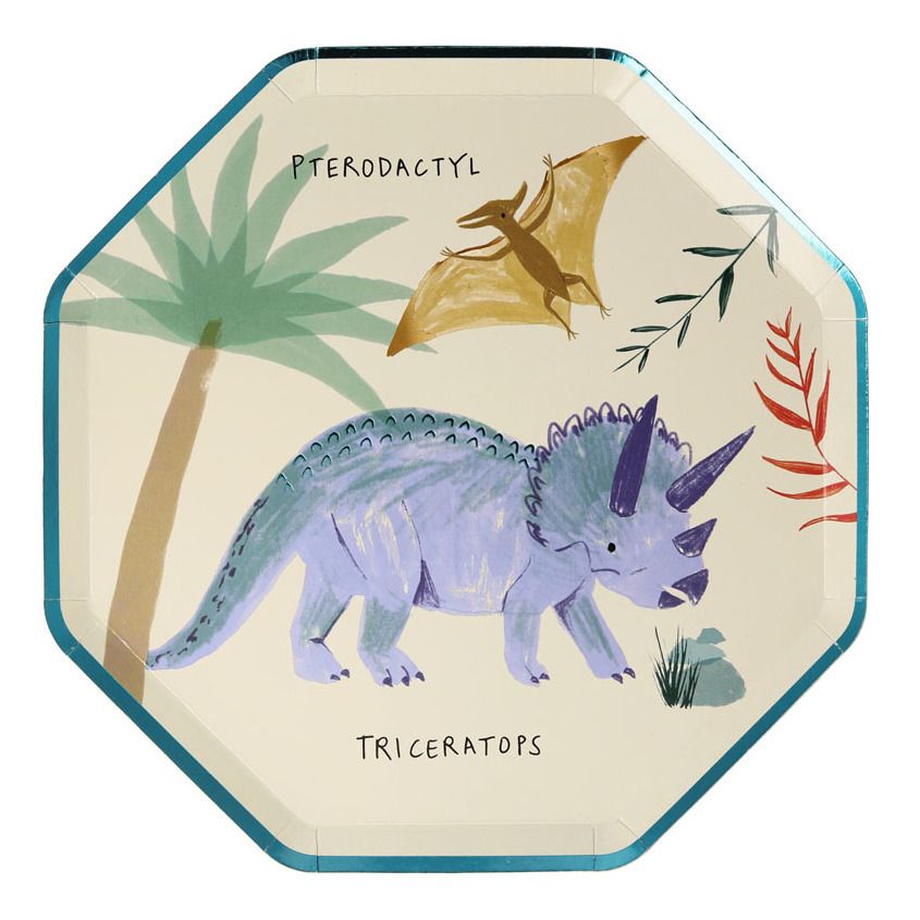 Meri Meri - Assiettes en carton Dinosaures - Set de 8 - Multicolore