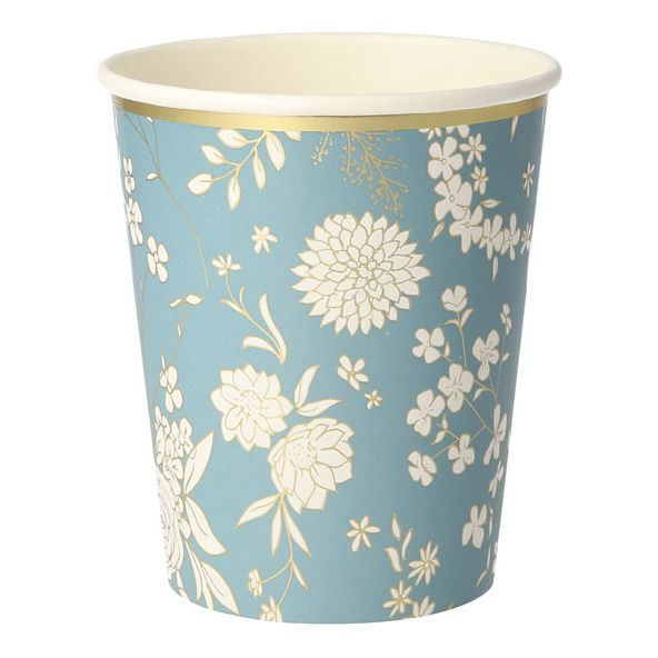 Gobelets en carton English Garden - Set de 8