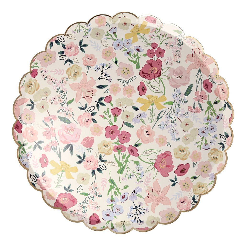 Meri Meri - Assiettes en carton English Garden - Set de 8 - Multicolore