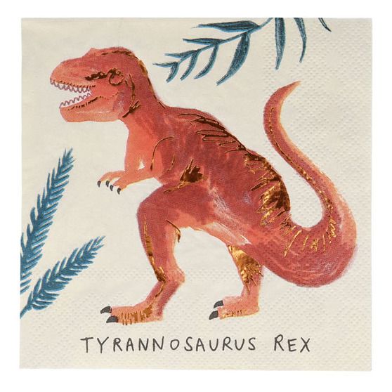 Meri Meri - Serviettes en papier Dinosaures - Set de 16 - Multicolore