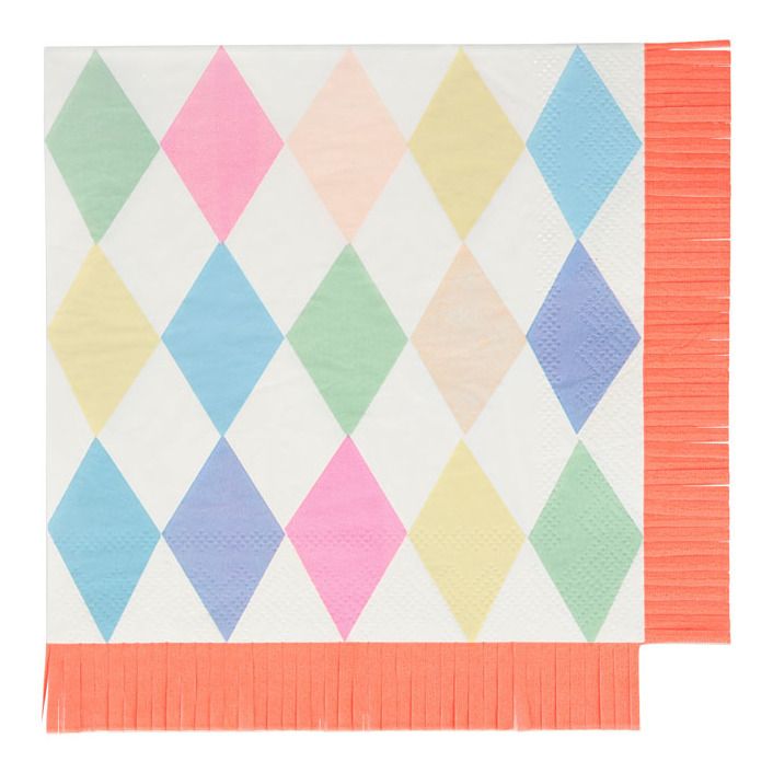 Meri Meri - Serviettes en papier à franges Cirque - Set de 20 - Multicolore