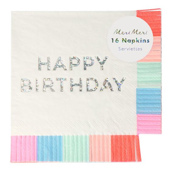 Happy Birthday Fringe Paper Napkins - Set of 16